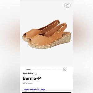 Toni Pons Bernia-P tan leather sz 35, espadrille 2”heel wedges, made in Spain